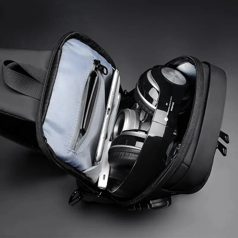 Travel Sling Bag Cross-Body Backpack With Anti-Theft Padlock & USB Charging Port