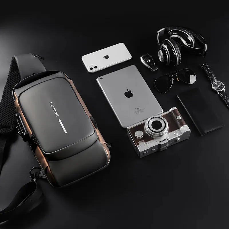 Travel Sling Bag Cross-Body Backpack With Anti-Theft Padlock & USB Charging Port