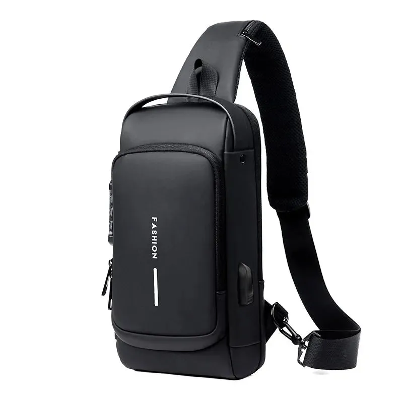 Travel Sling Bag Cross-Body Backpack With Anti-Theft Padlock & USB Charging Port