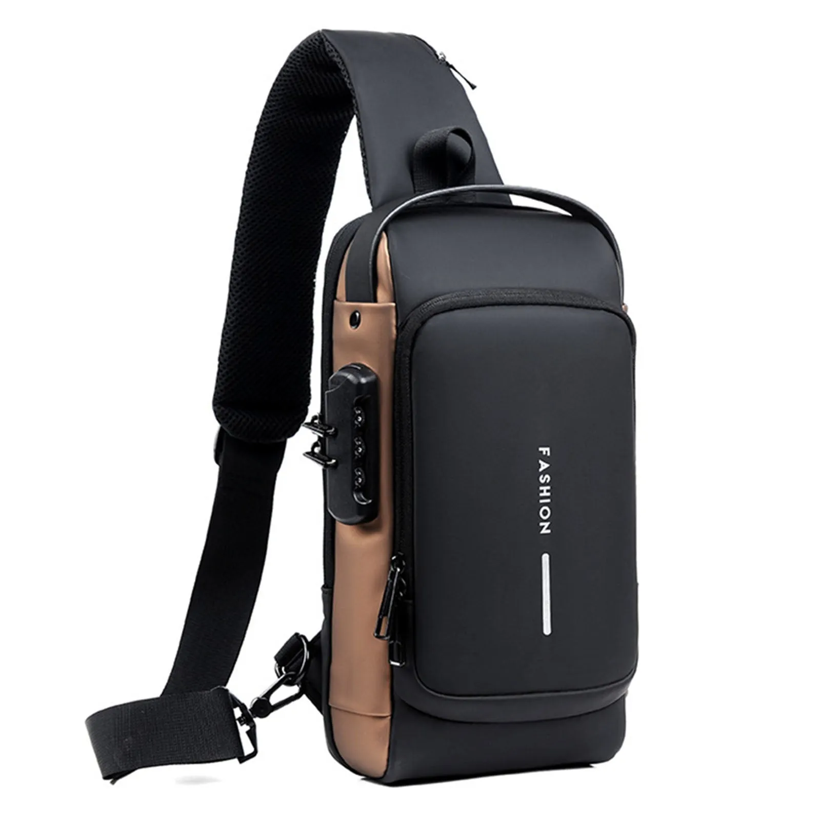 USB Charging Sport Sling Bag Male Anti-theft Chest Bag with Password Lock &  Adjustable Shoulder Strap