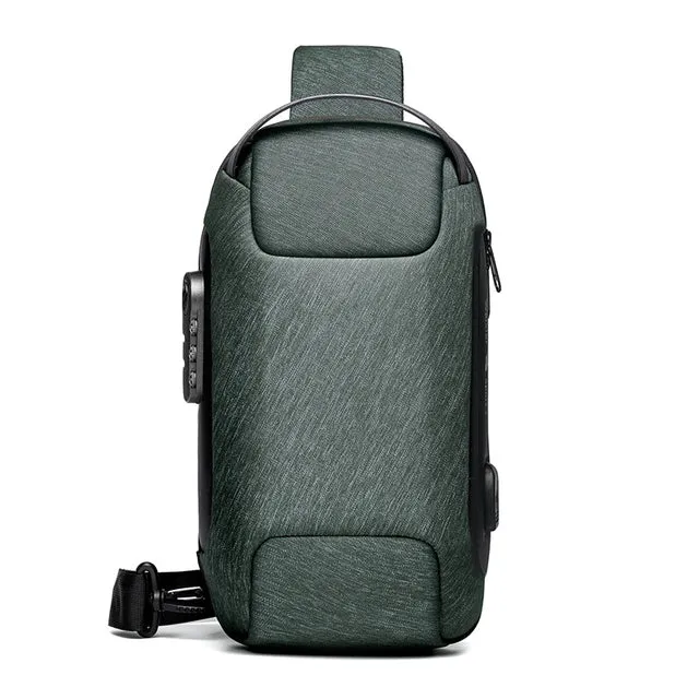 Waterproof USB Man Anti-Theft Crossbody Bag