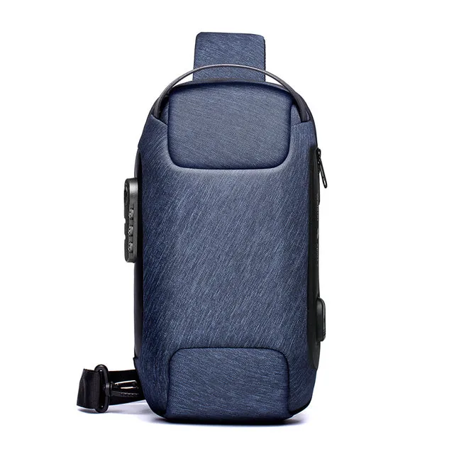 Waterproof USB Man Anti-Theft Crossbody Bag