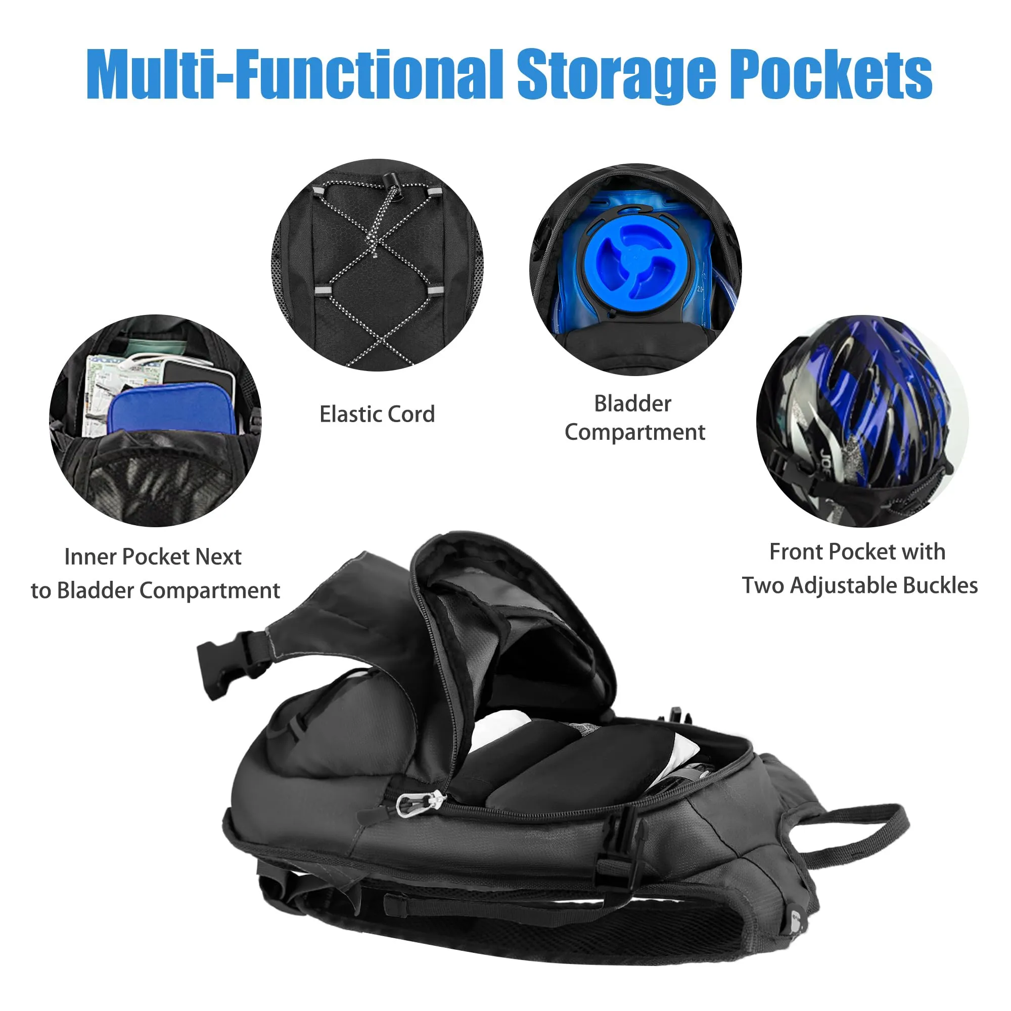 Zavothy Lightweight Hydration Backpack with 2L Water Bladder Water Backpack Hydration Pack for Cycling Running Biking Hiking Backpack Black