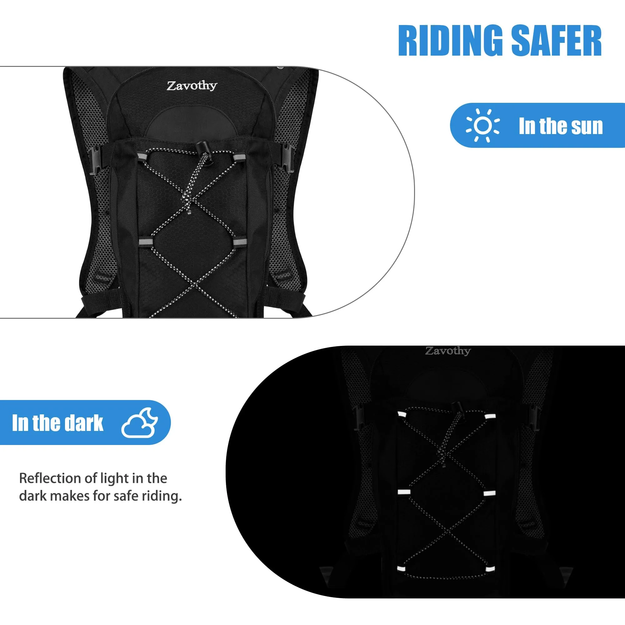 Zavothy Lightweight Hydration Backpack with 2L Water Bladder Water Backpack Hydration Pack for Cycling Running Biking Hiking Backpack Black