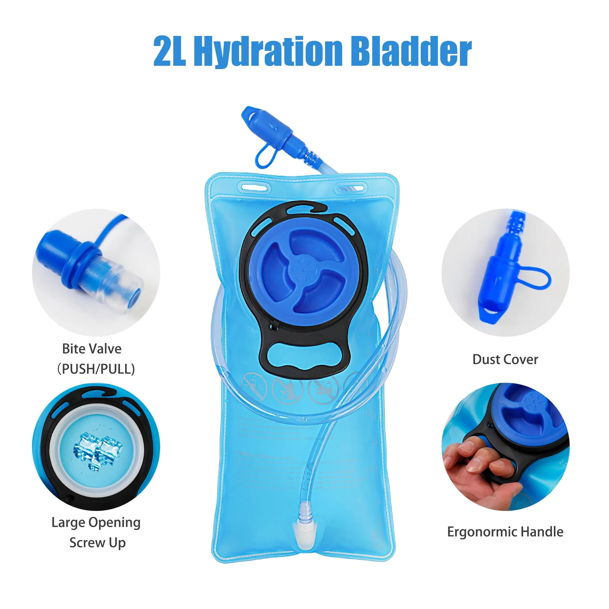 Zavothy Lightweight Hydration Backpack with 2L Water Bladder Water Backpack Hydration Pack for Cycling Running Biking Hiking Backpack Black